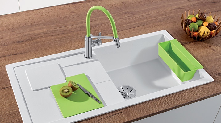 Give your kitchen a youthful twist with the colorful BLANCO SITY + VIU sinks!