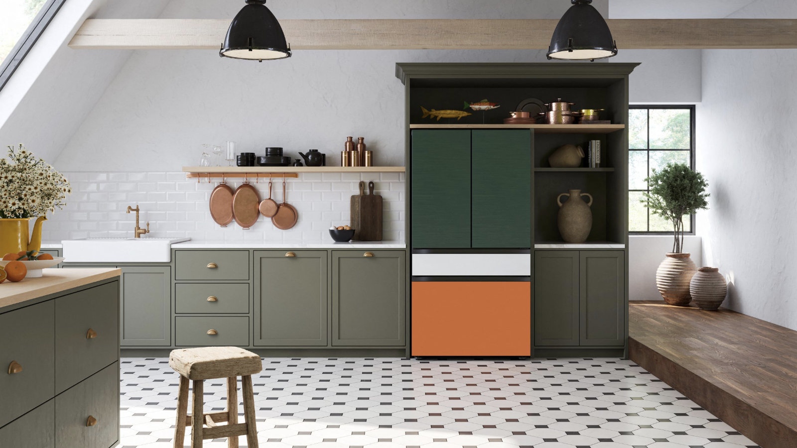 Pink, mustard, olive green - who said the fridge has to be boring?